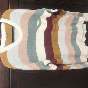 Madewell Sz XL Striped Knit Sweater Pocket High Low NWOT